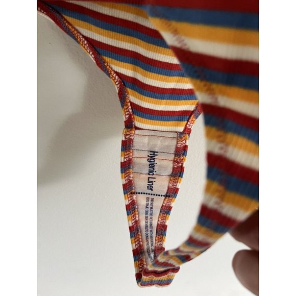 Madewell Ribbed Spaghetti-Strap Thong Bodysuit in Rainbow Stripe Medium - Picture 6 of 7